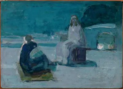 Studie ke Kristu a Nikodémovi na střeše, Henry Ossawa Tanner