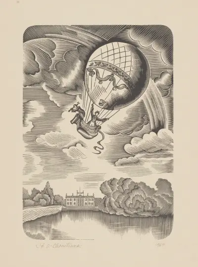 Montgolfier, Illustration zum Gedenkbuch zu Ehren der gefallenen Flieger von Stanisław Ostoja-Chrostowski