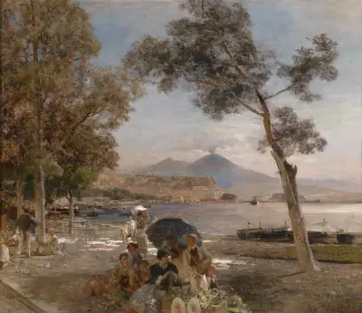 Abendstimmung am Golf von Neapel, Oswald Achenbach
