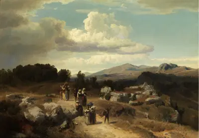 Sunday walk in the Roman countryside, Oswald Achenbach