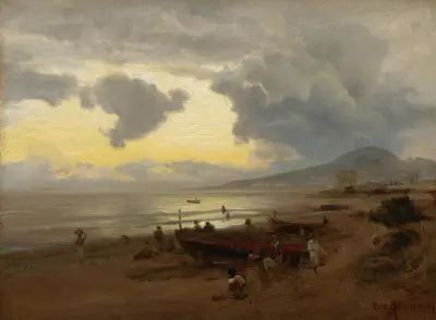 Sunset On The Shore, Oswald Achenbach