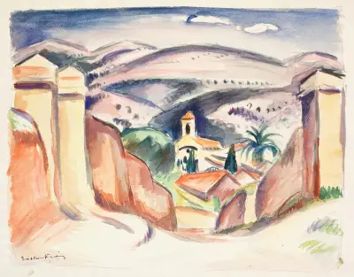 Indgangen til Cassis, også kaldet Kirketårnet i Cassis av Emile Othon Friesz