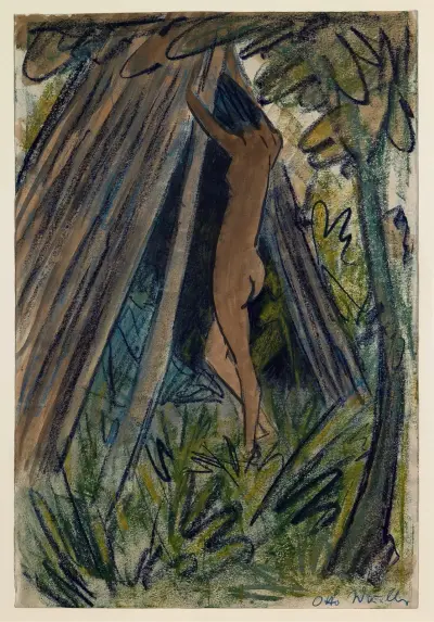 Nude Before a Tent av Otto Mueller