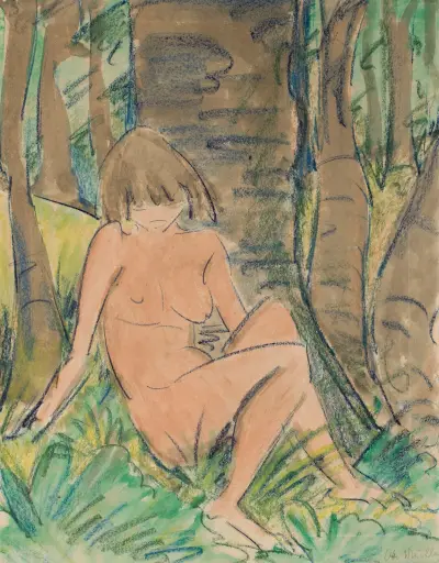 Seated Nude av Otto Mueller