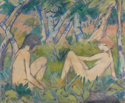 Zwei Mädchen im Walde av Otto Mueller