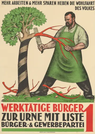 Werktätige Bürger – Zur Urne mit Liste 1 – Bürger- & Gewerbepartei von Otto Plattner
