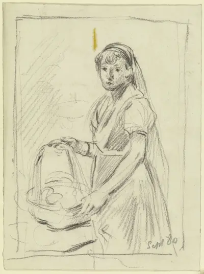 Girl with a basket av Otto Scholderer