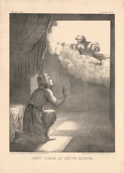 Dieu parle au jeune Samuel., P. Bineteau