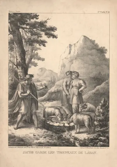 Jacob garde les troupeaux de Laban, P. Bineteau