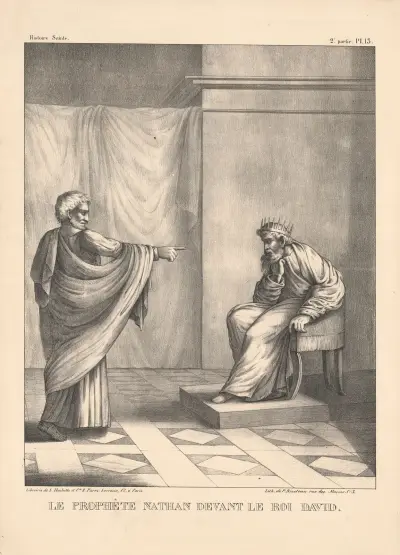 Le prophete Nathan devant le roi David, P. Bineteau