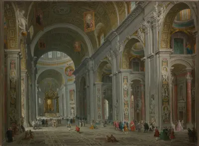 Inneres des Petersdoms in Rom von Giovanni Paolo Panini