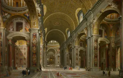 Innenansicht des Petersdoms, Rom von Giovanni Paolo Panini