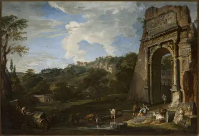 Landschaft mit dem Titusbogen von Giovanni Paolo Panini