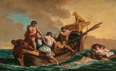 Seefahrer retten einen jungen Jungen, der in einem Korb auf dem Meer treibt von Giovanni Paolo Panini