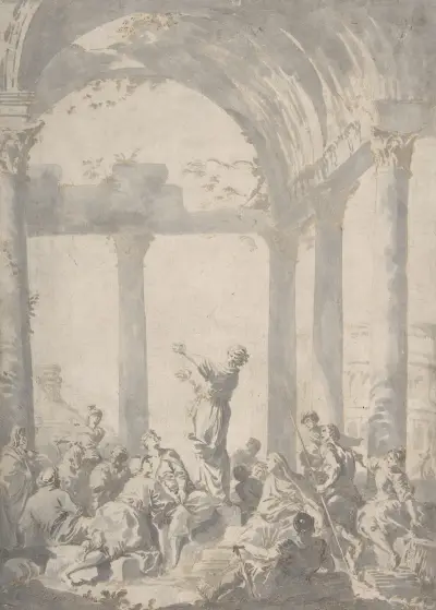 Paulus predigt in Athen von Giovanni Paolo Panini