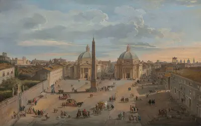 Ansicht der Piazza del Popolo, Rom von Giovanni Paolo Panini