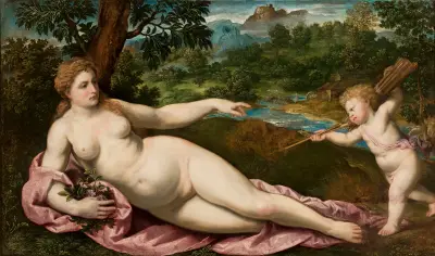 Venus and Eros av Paris Bordone