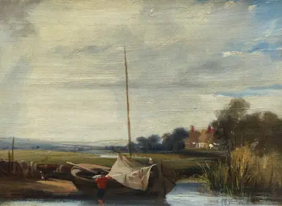A River in Normandy av Richard Parkes Bonington