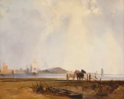Landscape near Quilleboeuf, France av Richard Parkes Bonington
