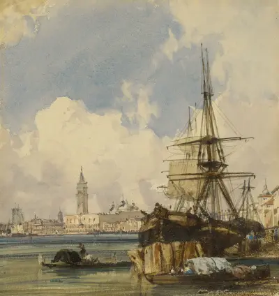 Riva degli Schiavoni, from near San Biagio, Venice av Richard Parkes Bonington