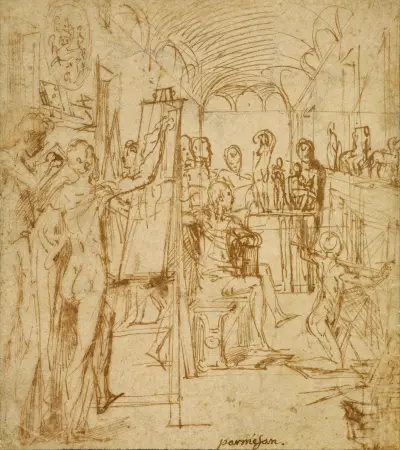 Interior of a Painter’s Studio von Parmigianino
