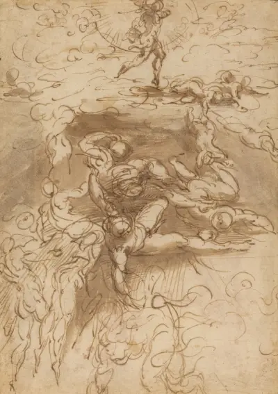 The Fall of the Rebel Angels (recto) von Parmigianino
