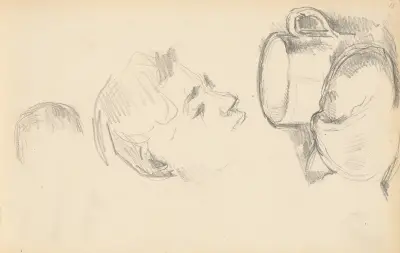 A Head, a Cup and a Bread Roll av Paul Cézanne