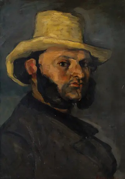 Gustave Boyer (b. 1840) in a Straw Hat av Paul Cézanne