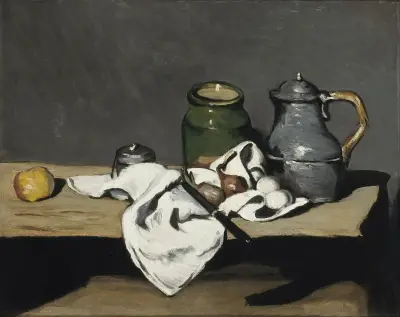 Still life with kettle av Paul Cézanne