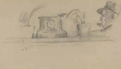 The Artist’s Father and Objects on a Mantel (verso) av Paul Cézanne