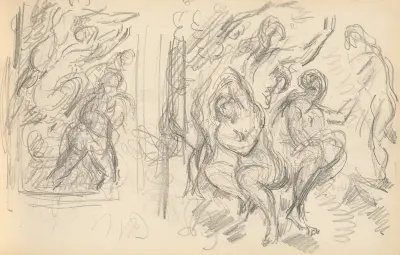 Zwei Studien zu 'Das Parisurteil' oder 'Der verliebte Hirt' von Paul Cézanne