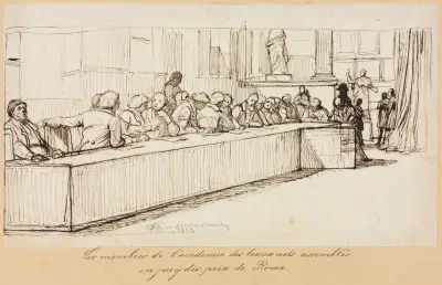 The Members of the Academy of Beaux-Arts Assembled to Jury the Rome Prize, Paul Delaroche