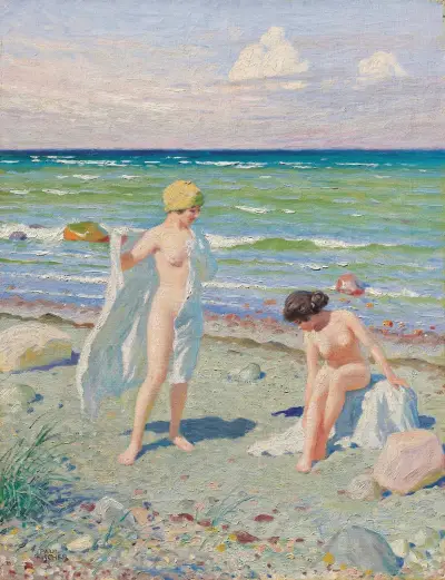 After the swim, Paul Fischer