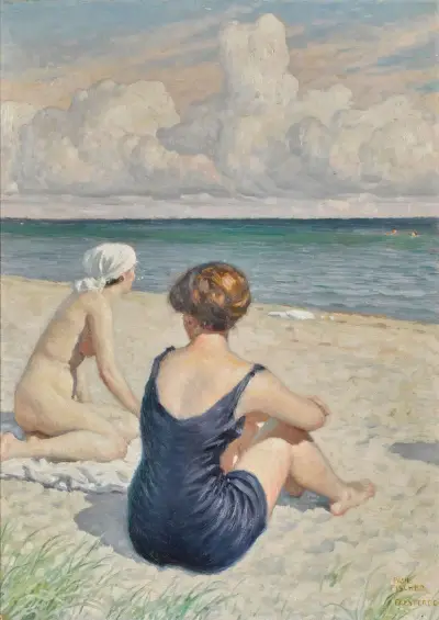Bathers on the beach, Falsterbo, Paul Fischer