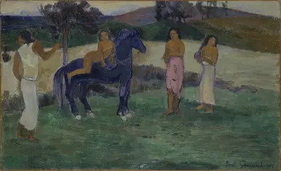 Kompozice s figurami a koněm, Paul Gauguin