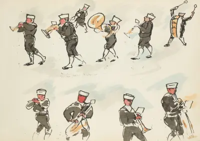 Défilé du 14 juillet 1919 Musiciens américains von Paul Goute