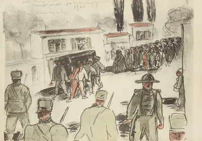 Entre Florence et Pise, manifestation socialiste, puis contre manifestation fasciste, 1921 (avant Mussolini) von Paul Goute