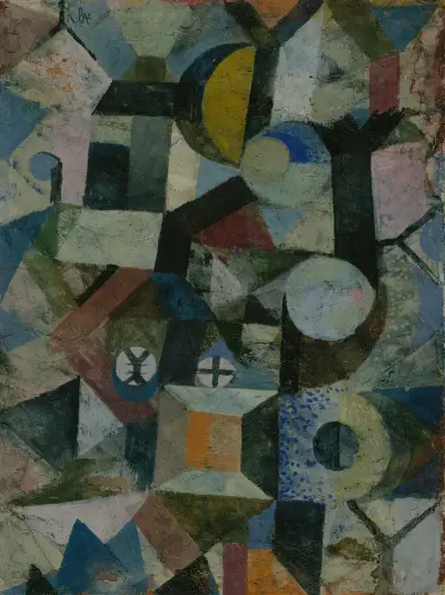 Kompozycja z żółtym półksiężycem i literą Y, Paul Klee