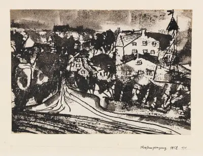 Straßenverzweigung (bei aufgeweichtem Boden) av Paul Klee
