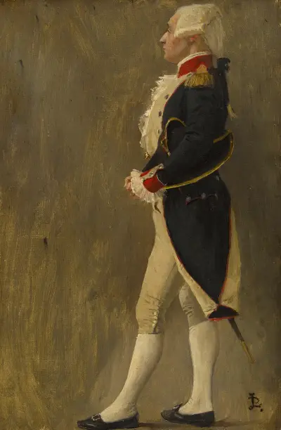 Ocelová klenba, silueta markýze de Lafayette, Jean-Paul Laurens
