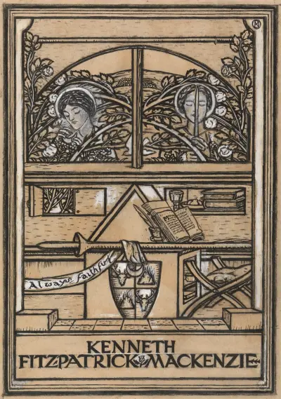 Design for a bookplate for Kenneth Fitzpatrick Mackenzie, Paul Nash