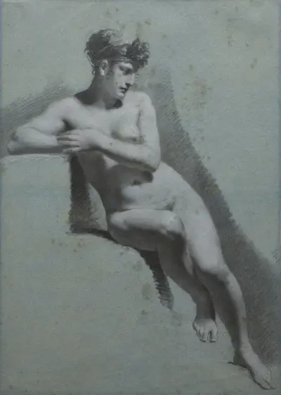 Studium nagiej kobiety siedzącej, patrzącej w prawo, Pierre-Paul Prud'hon