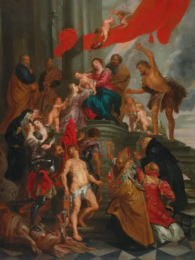 Madonna And Child With Saints, Follower of Peter Paul Rubens
