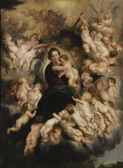 Madonna z Dzieciątkiem w wieńcu aniołów, Follower of Peter Paul Rubens