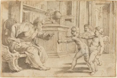 Putti Testing a Man’s Perception of Depth av Peter Paul Rubens