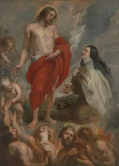Saint Teresa of Ávila Interceding for Bernardino de Mendoza in Purgatory av Peter Paul Rubens