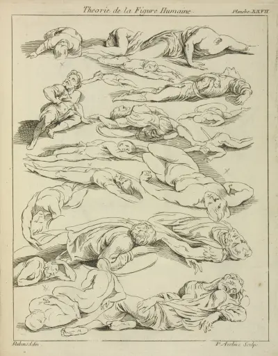 Kilka postaci leżących na brzuchu i na plecach, Peter Paul Rubens
