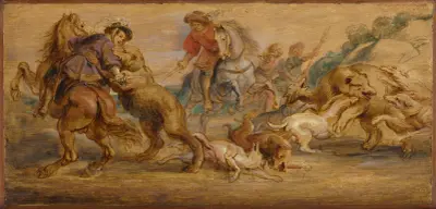 Study for ‘The Bear Hunt’ (for the Alcázar, Madrid) av Peter Paul Rubens