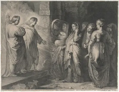 The Angels Addressing the Holy Women at the Tomb av Peter Paul Rubens