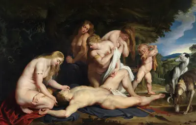 Der Tod des Adonis (mit Venus, Cupido und den drei Grazien) von Peter Paul Rubens